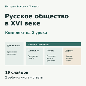 Русское общество в XVI веке. 7 класс — презентация, рабочие листы и ответы