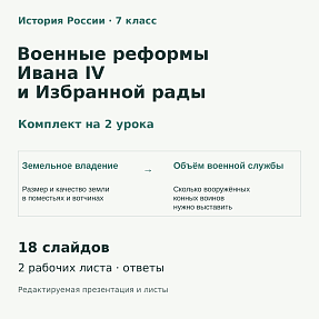 Военные реформы Ивана IV и Избранной рады. 7 класс — презентация, рабочие листы и ответы