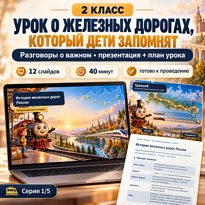 Обложка публикации «Комплект к занятию «История железных дорог России». Разговоры о важном, 2 класс»