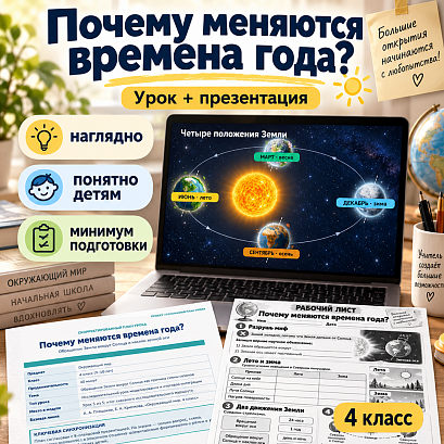 Обложка публикации «Комплект «Почему меняются времена года?» | Окружающий мир, 4 класс»