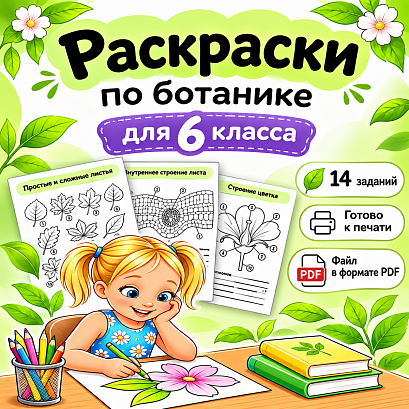 Обложка публикации «Раскраски по ботанике «Строение растительного организма», 6 класс»