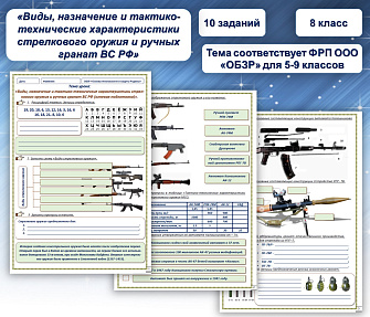 Рабочий лист по ОБЗР на тему «Виды, назначение и тактико-технические характеристики стрелкового оружия и ручных гранат ВС РФ (огневая подготовка)».