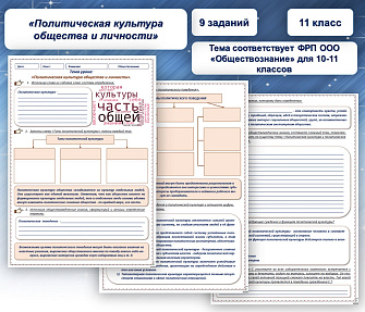 Рабочий лист Обществознание 11 класс Политическая культура общества и личности