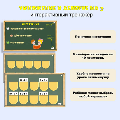 Обложка публикации «Умножение и деление на 3. Интерактивный тренажёр.»