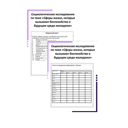 Обложка публикации «Проект «Социологическое исследование по теме «Сферы жизни, которые вызывают беспокойство о будущем среди молодежи»»