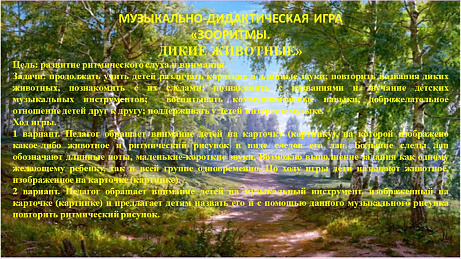 Обложка публикации «Музыкально-дидактическая игра "Зооритмы. Дикие животные".»