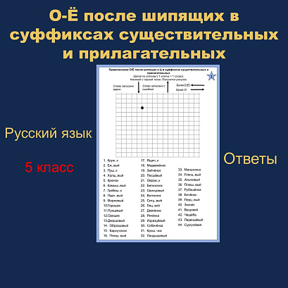 Обложка публикации «Интерактивный тренажёр «Правописание О-Ё после шипящих в суффиксах существительных и прилагательных» (графический диктант)»