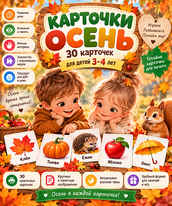 Обложка публикации «Карточки “Осень” для детей 3–4 лет»