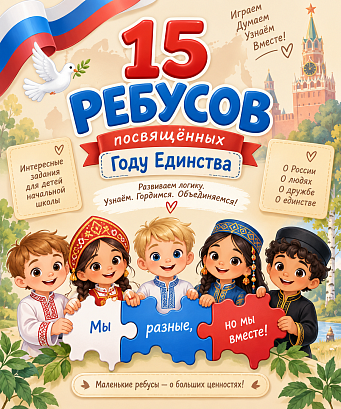 Обложка публикации «15 ребусов, посвящённых году Единства»