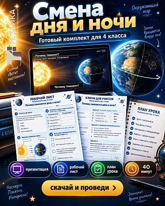 Обложка публикации «Комплект «Смена дня и ночи» | Окружающий мир, 4 класс»