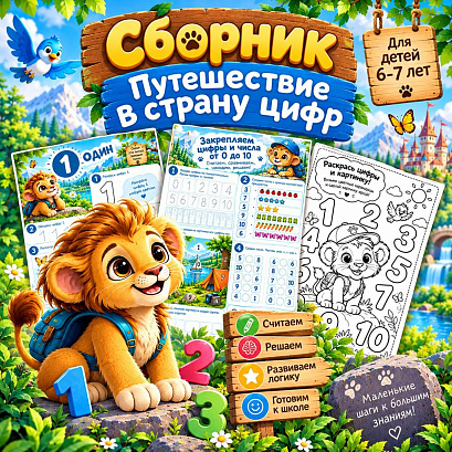 Обложка публикации «Рабочая тетрадь по математике для дошкольников 6-7 лет | Учим цифры и счёт»
